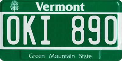 VT license plate OKI890