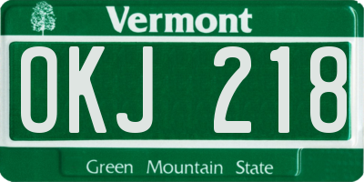 VT license plate OKJ218