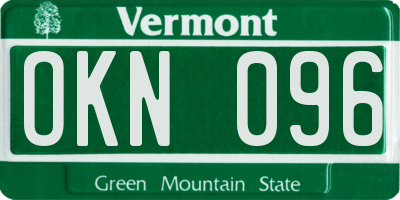 VT license plate OKN096