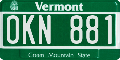 VT license plate OKN881