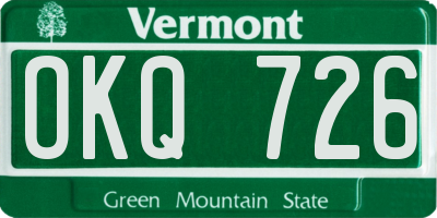 VT license plate OKQ726