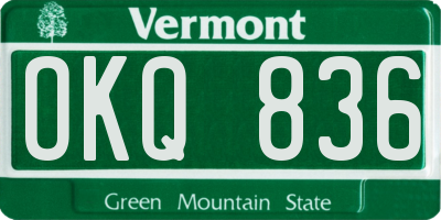 VT license plate OKQ836