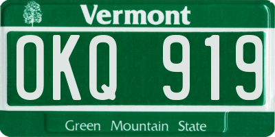 VT license plate OKQ919