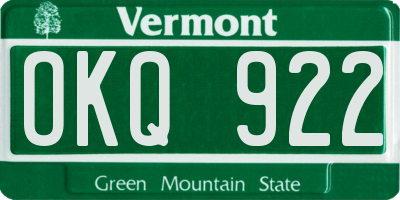 VT license plate OKQ922