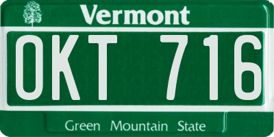 VT license plate OKT716