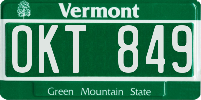 VT license plate OKT849