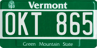 VT license plate OKT865