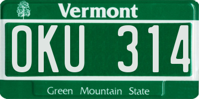 VT license plate OKU314