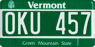 VT license plate OKU457