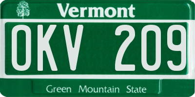 VT license plate OKV209