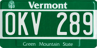 VT license plate OKV289