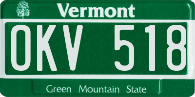 VT license plate OKV518