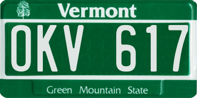 VT license plate OKV617