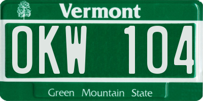 VT license plate OKW104