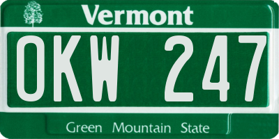 VT license plate OKW247