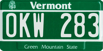 VT license plate OKW283