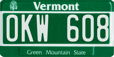 VT license plate OKW608
