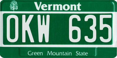 VT license plate OKW635