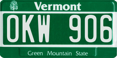 VT license plate OKW906