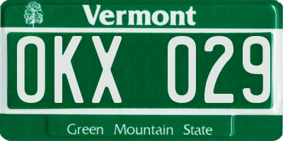 VT license plate OKX029