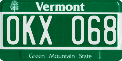 VT license plate OKX068