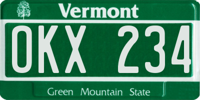 VT license plate OKX234