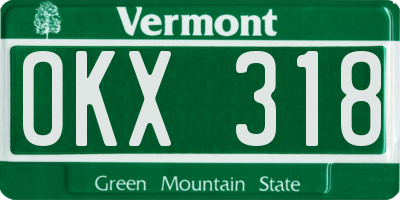 VT license plate OKX318