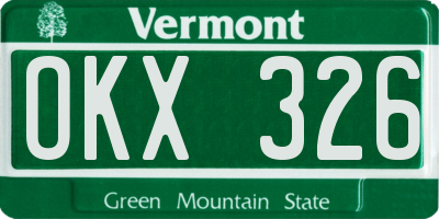 VT license plate OKX326