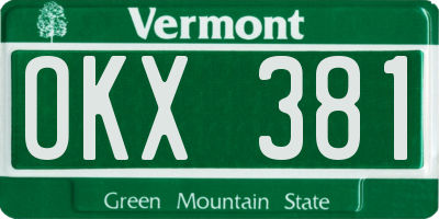 VT license plate OKX381