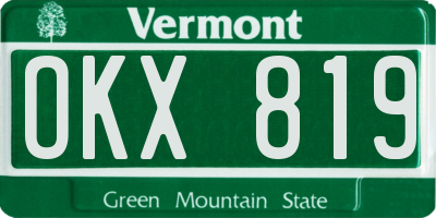 VT license plate OKX819