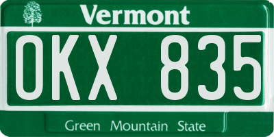 VT license plate OKX835