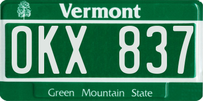 VT license plate OKX837