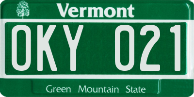 VT license plate OKY021