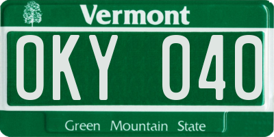 VT license plate OKY040