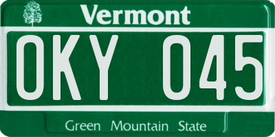 VT license plate OKY045