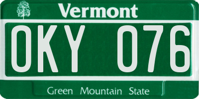VT license plate OKY076