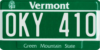 VT license plate OKY410