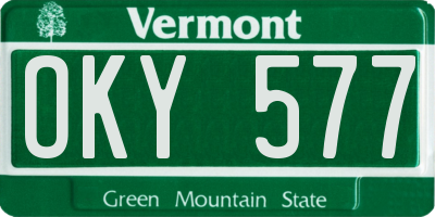 VT license plate OKY577