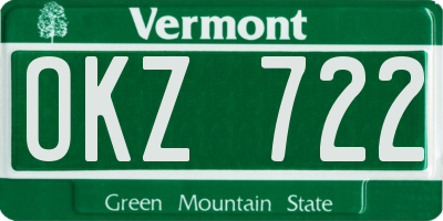 VT license plate OKZ722