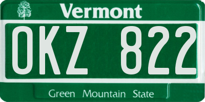 VT license plate OKZ822