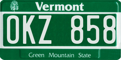 VT license plate OKZ858