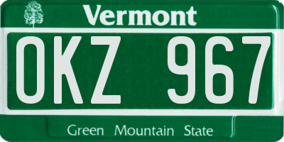 VT license plate OKZ967