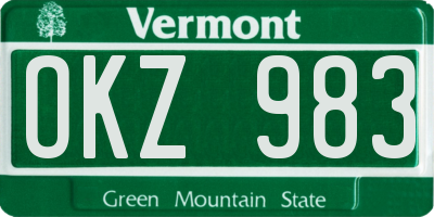 VT license plate OKZ983