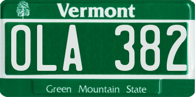 VT license plate OLA382