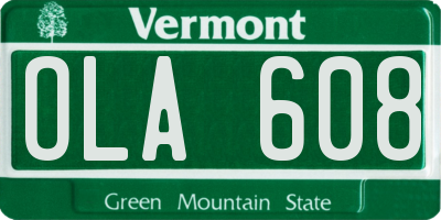 VT license plate OLA608