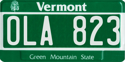 VT license plate OLA823
