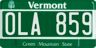 VT license plate OLA859