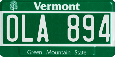 VT license plate OLA894