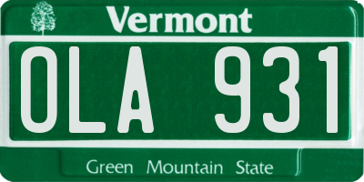 VT license plate OLA931