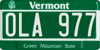 VT license plate OLA977